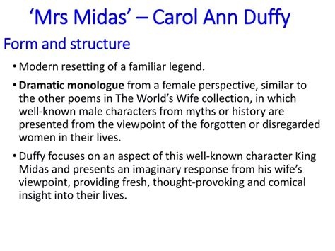 mrs midas|Mrs. Midas by Carol Ann Duffy .